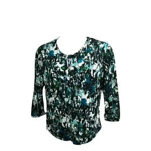 liz claiborne top size large green floral, good condition